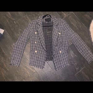 Black/White Tweed Jacket Pearl Buttons NWT